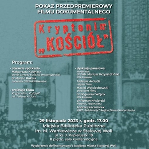 Przedpremierowy pokaz filmu dokumentalnego "Kryptonim Kościół"