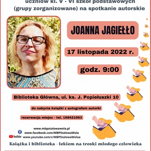 Joanna Jagiełło – przyjdź na spotkanie z pisarką