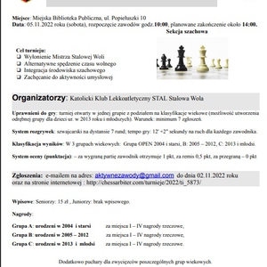 XXXIII Mistrzostwa Stalowej Woli w szachach o Puchar Prezydenta Miasta