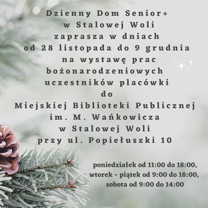 Wystawa prac bożonarodzeniowych Dziennego Domu Seniora