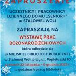 Zaproszenie na wystawę bożonarodzeniową prac uczestników Dziennego Domu "Senior+" w Stalowej Woli