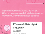 Bezpłatne badania mammograficzne w Pysznicy